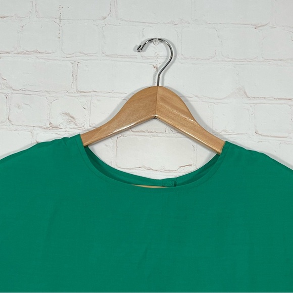 Vintage Talbots 80s Blouse Top Womens Size 16 Green Short Sleeve Shoulder Pads - Picture 2 of 9